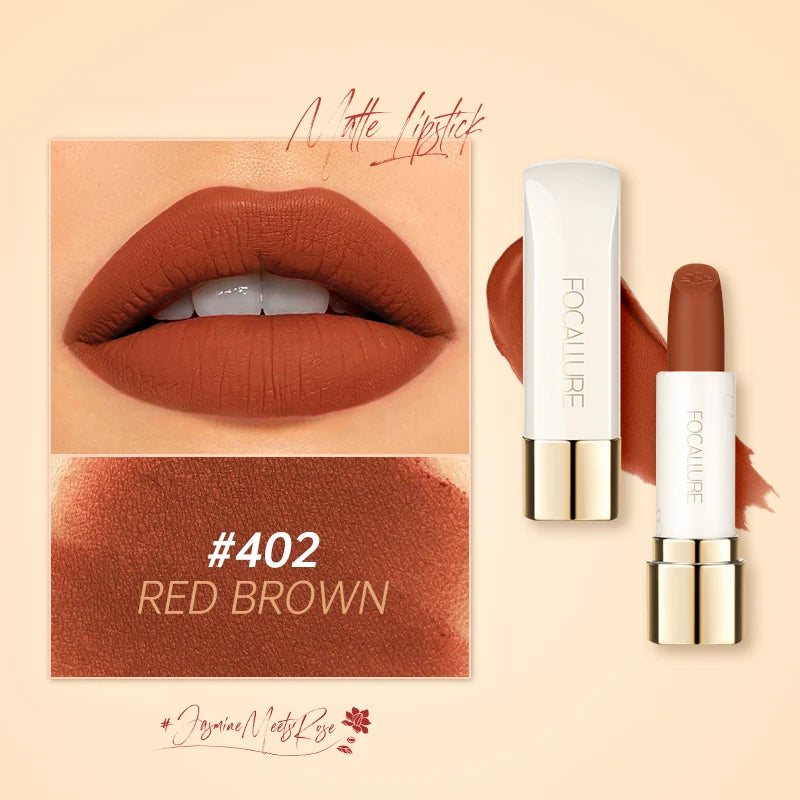 FOCALLURE Natural Matte Lipstick Waterproof Smooth Moisturizing Lip Balm Lightweight Lip Glaze Makeup Cosmetics
