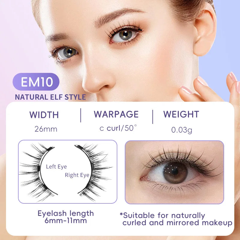 4pcs/1pair New 3 Magnetic False Eyelashes Easy To Wear Natural Soft Quantum Magnet Eye Makeup Tool  With Applicater Glue Free
