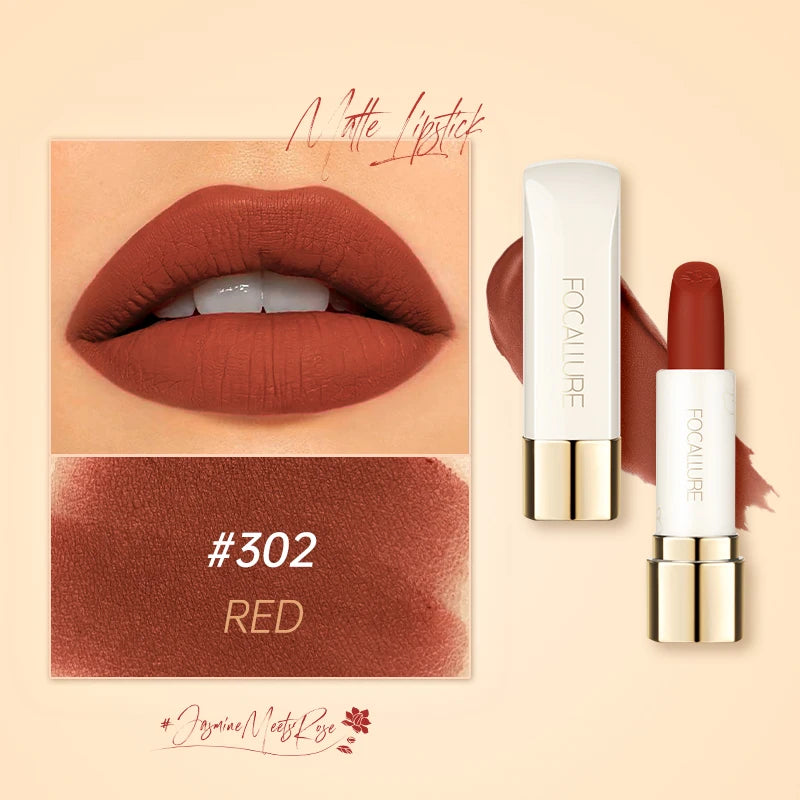 FOCALLURE Natural Matte Lipstick Waterproof Smooth Moisturizing Lip Balm Lightweight Lip Glaze Makeup Cosmetics