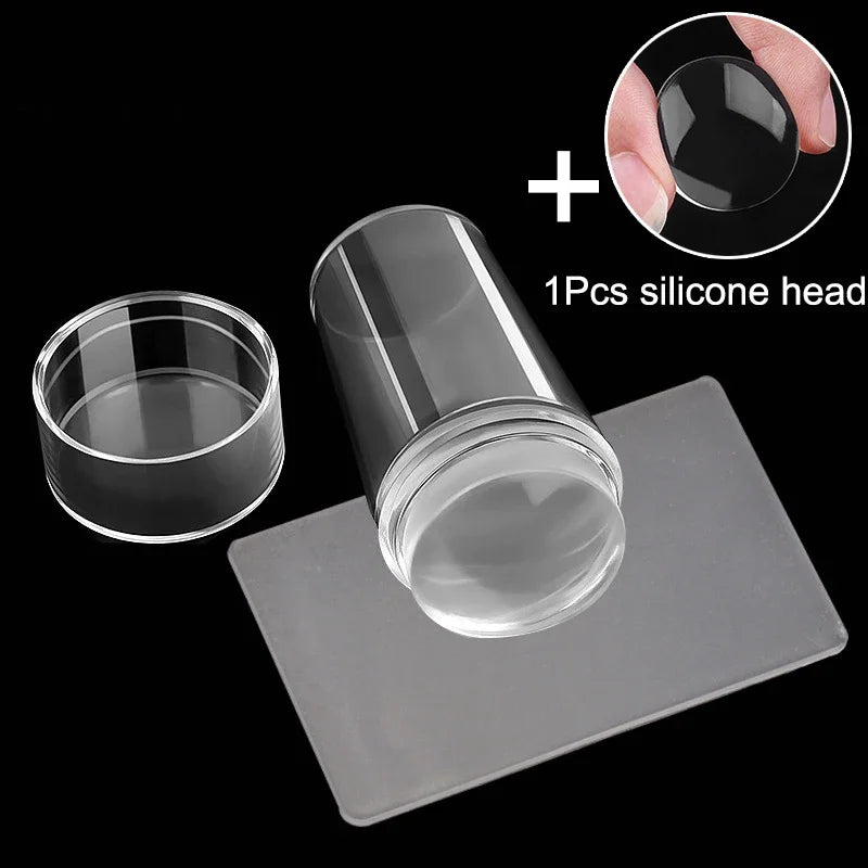 Nail Stamping Plates Pure Clear Jelly Nails Art Stamper Scraper Set Print Silicone Marshmallow Design Manicure Accessories Tool