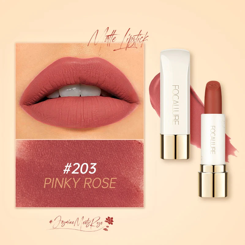 FOCALLURE Natural Matte Lipstick Waterproof Smooth Moisturizing Lip Balm Lightweight Lip Glaze Makeup Cosmetics
