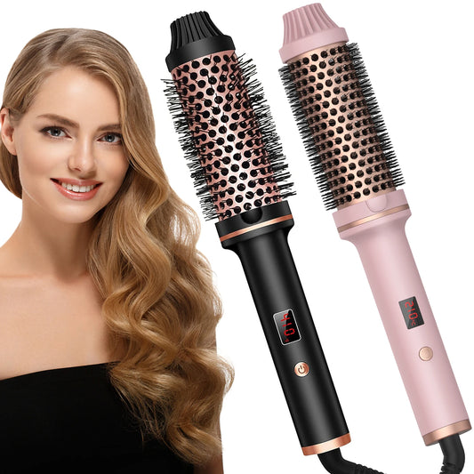 Heated Curling Brush Ceramic Curling Comb Volumizing Brush Curling