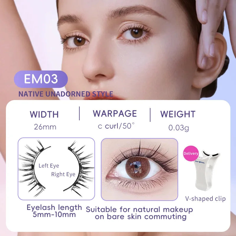 4pcs/1pair New 3 Magnetic False Eyelashes Easy To Wear Natural Soft Quantum Magnet Eye Makeup Tool  With Applicater Glue Free