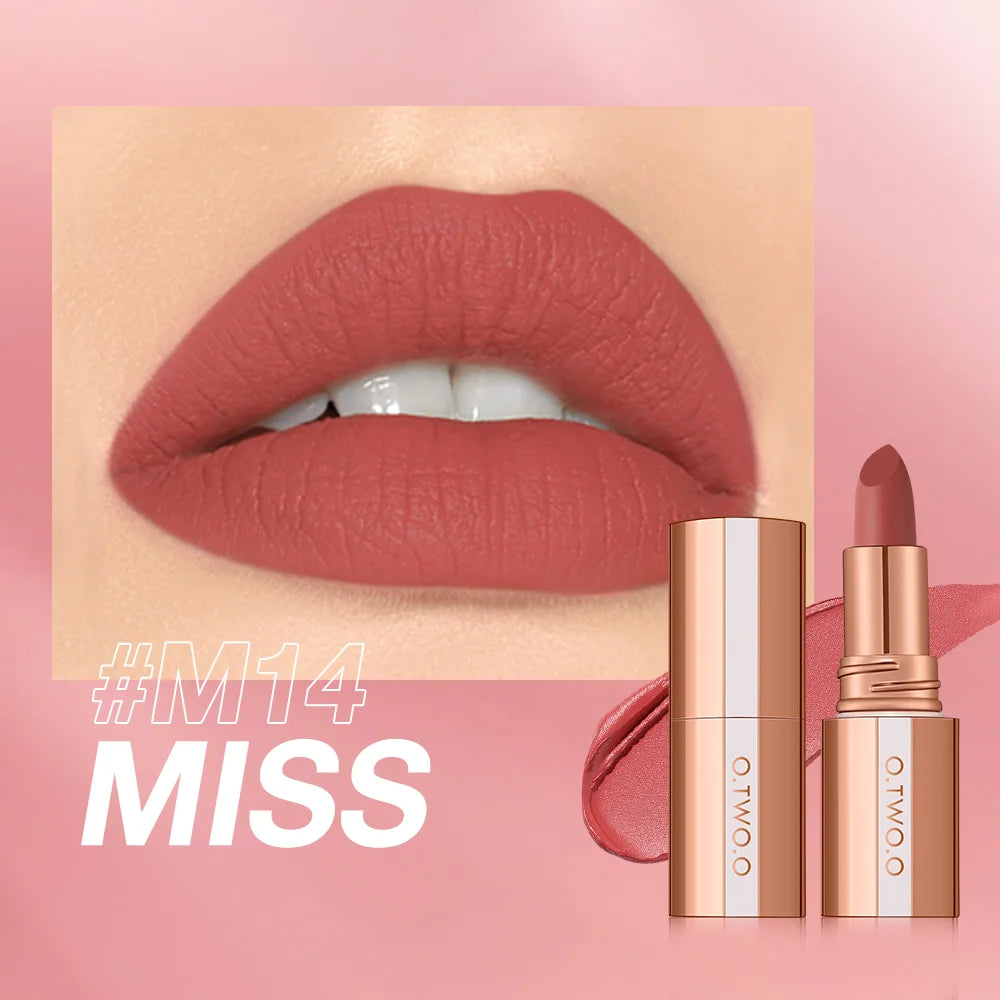 O.TWO.O Lipstick Lip Tint Waterproof Long Lasting Non-stick Cup Sexy Red Pink Lip Glaze Velvet Matte Lipstick Makeup