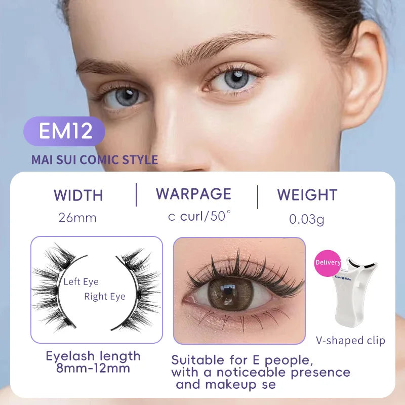 4pcs/1pair New 3 Magnetic False Eyelashes Easy To Wear Natural Soft Quantum Magnet Eye Makeup Tool  With Applicater Glue Free
