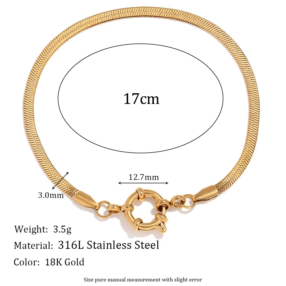 E.B.belle Slingshot Buckle Paper Clip Chain Bracelet 18K Gold Plated Women's Hand Bracelets 316L Stainless Steel