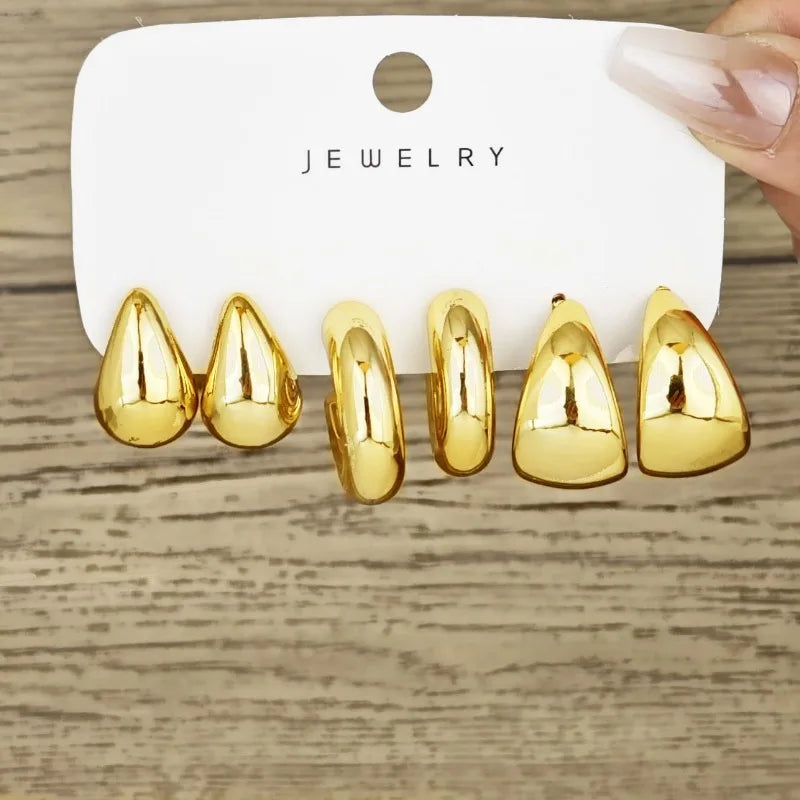 12 Unique and Simple Twisted Metal C-shaped Women's Earring Set, Retro Elegant, Hypoallergenic Earring Jewelry Gift