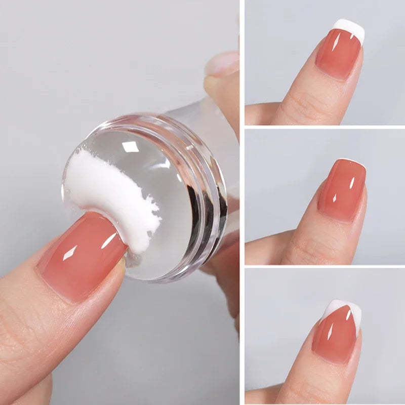 Nail Stamping Plates Pure Clear Jelly Nails Art Stamper Scraper Set Print Silicone Marshmallow Design Manicure Accessories Tool