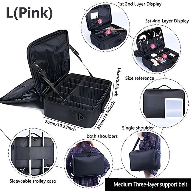 Professional Makeup Case Female Travel Big Capacity Beauty Nail ToolBox Cosmetic Organizer Suitcases For Makeup Storage Boxs