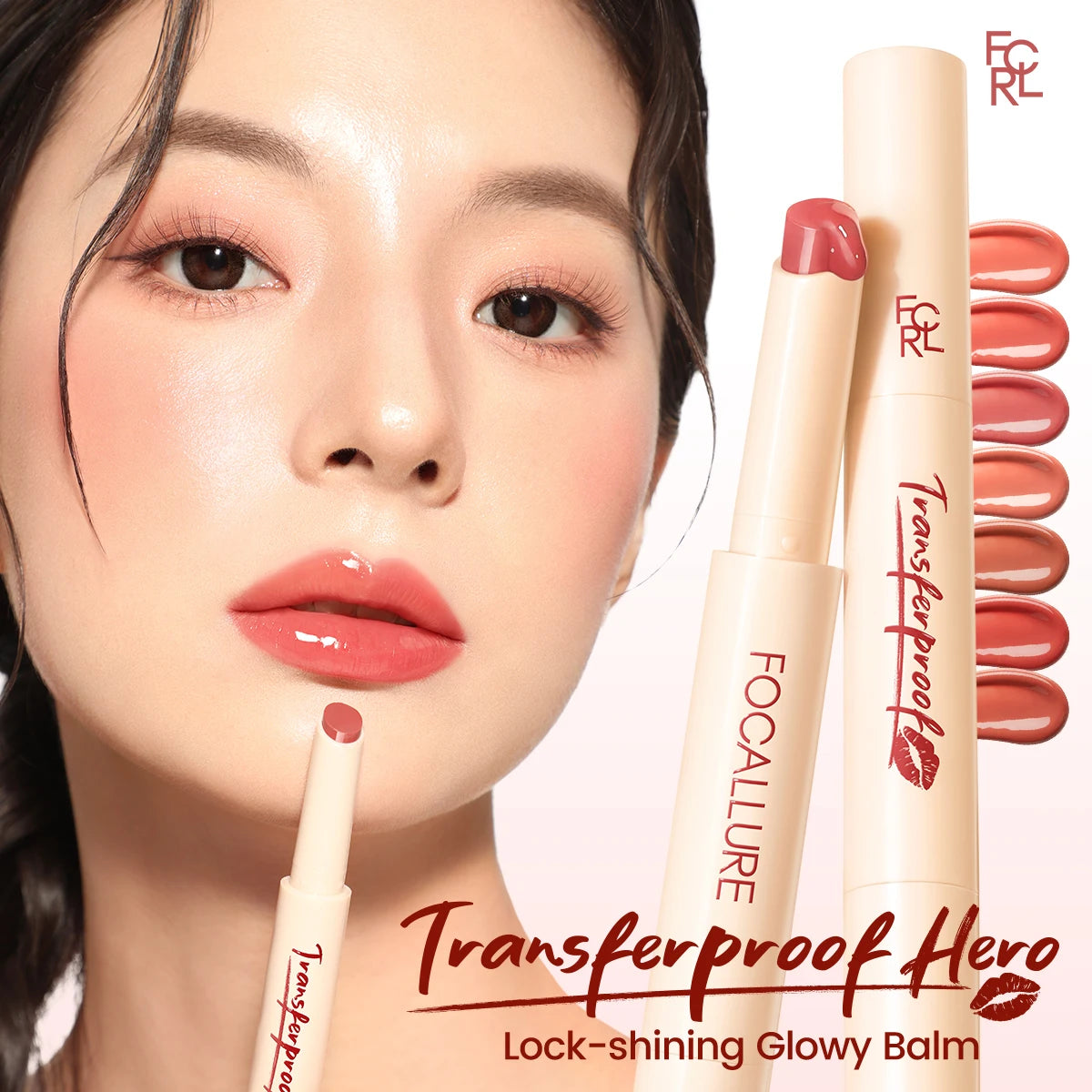 FOCALLURE Transfer proof Lock-shining Glossy Lip Balm Pen Moisturizing Non-sticky Lightweight Lipstick Lip Liner Makeup Cosmetics