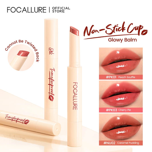 FOCALLURE Translucent Luster Moisturizing Lip Balm Long Lasting Lightweight Not-stick Cup Watery Lipstick Pen Makeup Cosmetics