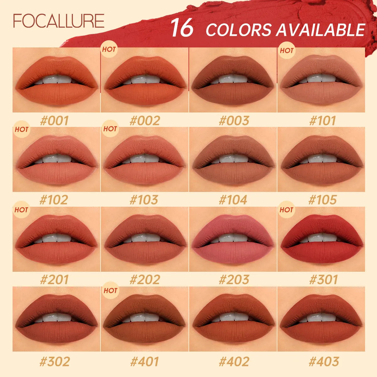 FOCALLURE Natural Matte Lipstick Waterproof Smooth Moisturizing Lip Balm Lightweight Lip Glaze Makeup Cosmetics