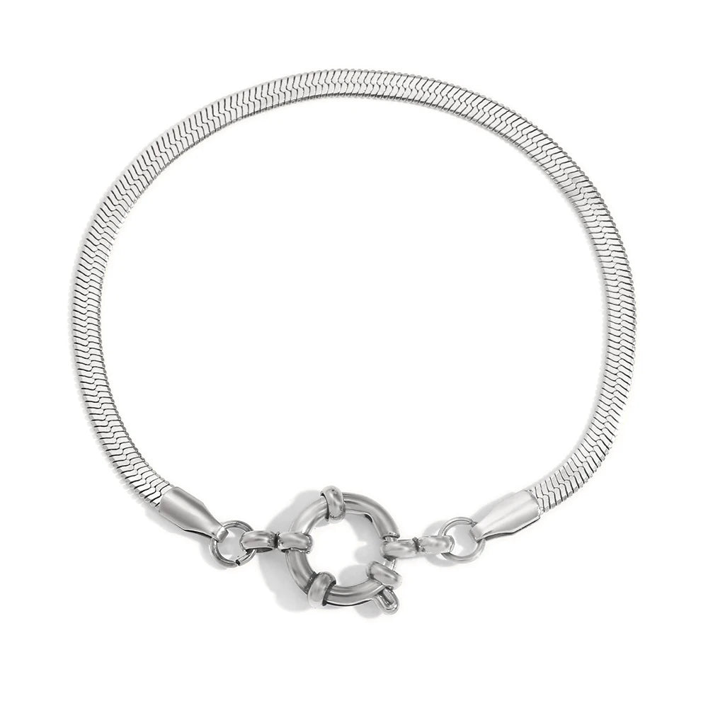 E.B.belle Slingshot Buckle Paper Clip Chain Bracelet 18K Gold Plated Women's Hand Bracelets 316L Stainless Steel