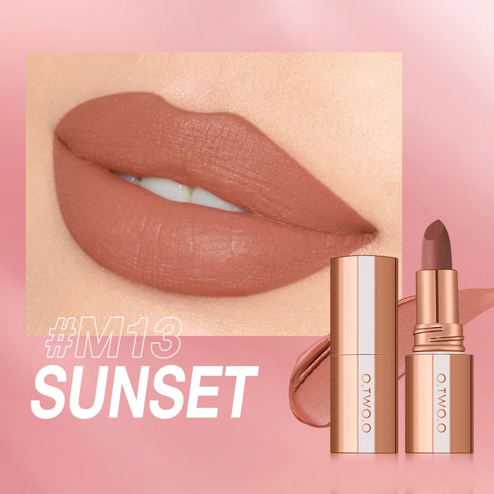 O.TWO.O Lipstick Lip Tint Waterproof Long Lasting Non-stick Cup Sexy Red Pink Lip Glaze Velvet Matte Lipstick Makeup