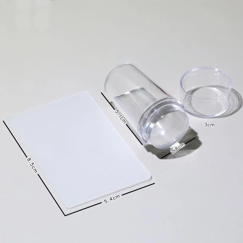 Nail Stamping Plates Pure Clear Jelly Nails Art Stamper Scraper Set Print Silicone Marshmallow Design Manicure Accessories Tool