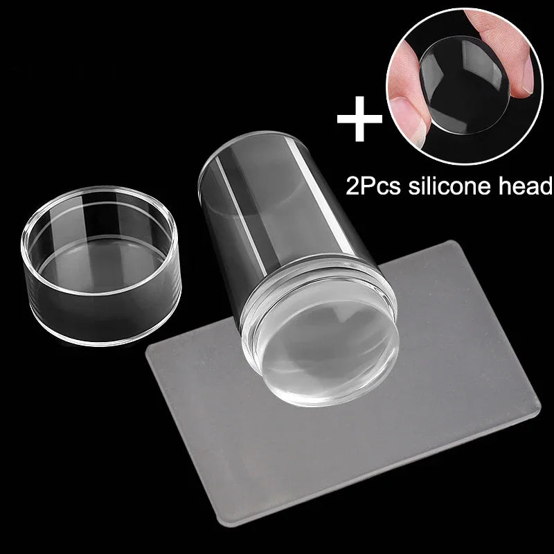 Nail Stamping Plates Pure Clear Jelly Nails Art Stamper Scraper Set Print Silicone Marshmallow Design Manicure Accessories Tool