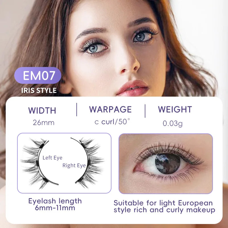 4pcs/1pair New 3 Magnetic False Eyelashes Easy To Wear Natural Soft Quantum Magnet Eye Makeup Tool  With Applicater Glue Free