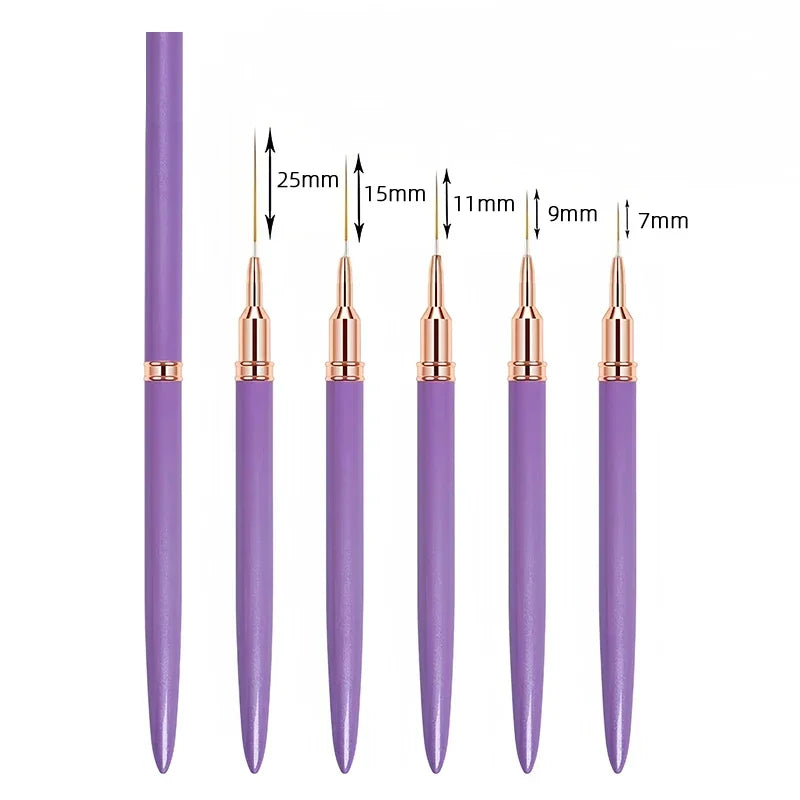 French Stripe Nail Art Liner Brush Set Nail Art Liners Striping Brushes 7/9/11/15/25mm DIY Drawing Pen UV Gel Painting Brushes
