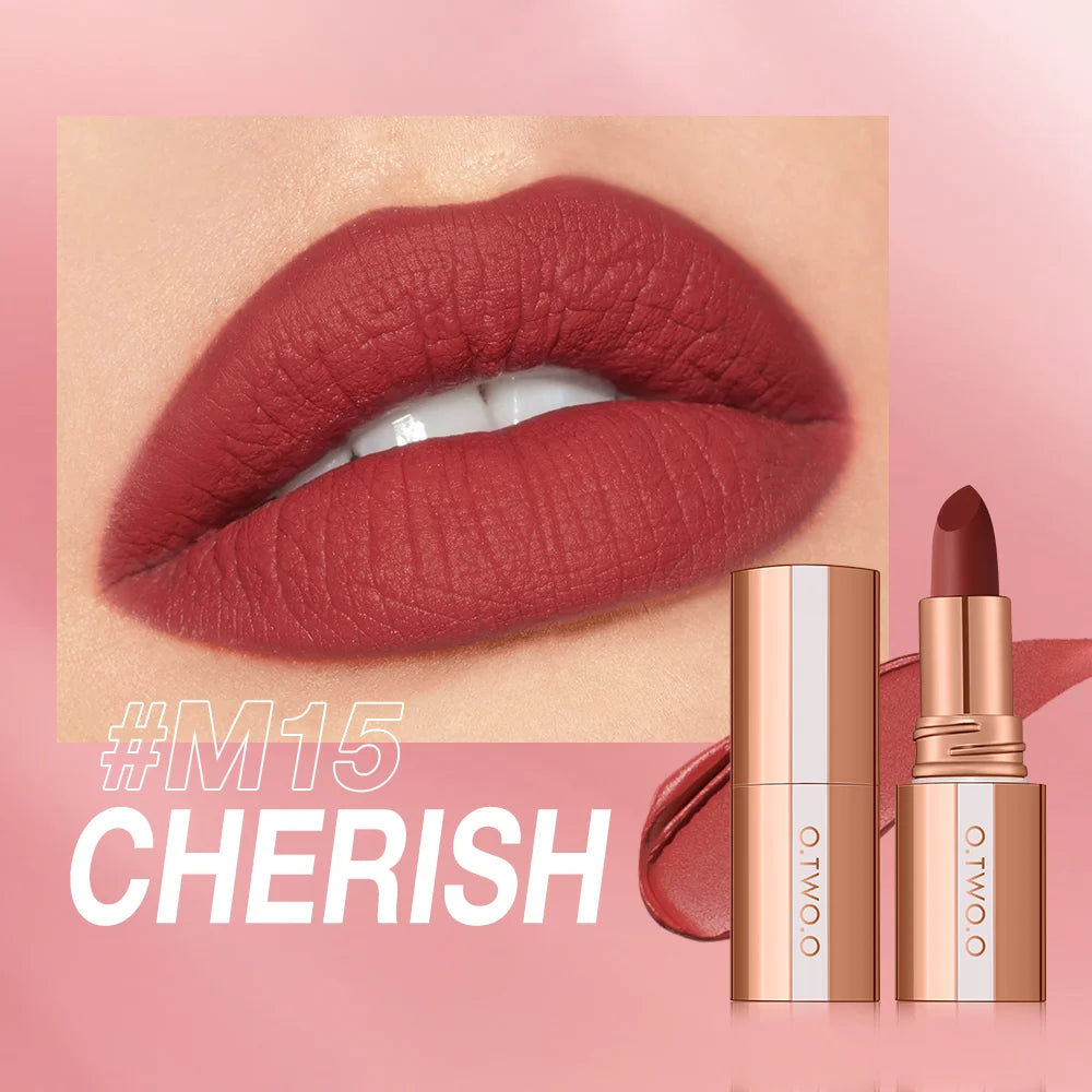 O.TWO.O Lipstick Lip Tint Waterproof Long Lasting Non-stick Cup Sexy Red Pink Lip Glaze Velvet Matte Lipstick Makeup