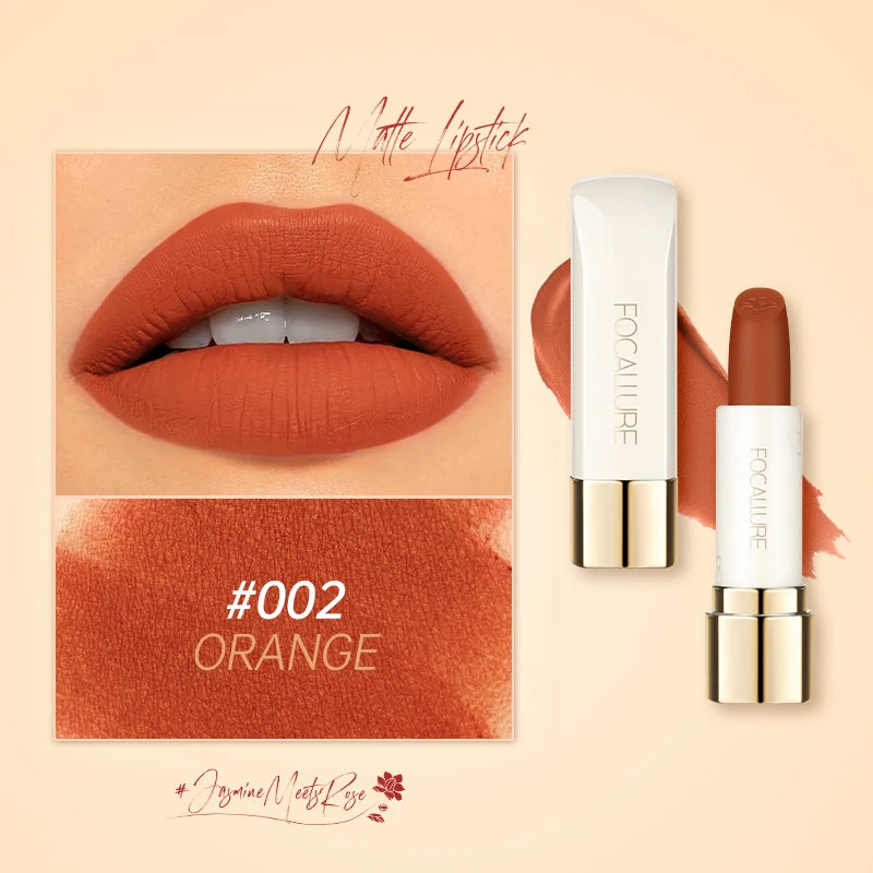 FOCALLURE Natural Matte Lipstick Waterproof Smooth Moisturizing Lip Balm Lightweight Lip Glaze Makeup Cosmetics