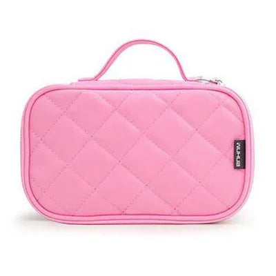 Women Cosmetic Necessaire Case Double Layer Waterproof Makeup Bag Travel Mens Toiletry Bag Rhombus Pattern Beauty Wash Pouch
