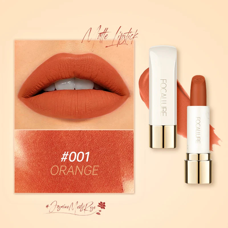 FOCALLURE Natural Matte Lipstick Waterproof Smooth Moisturizing Lip Balm Lightweight Lip Glaze Makeup Cosmetics