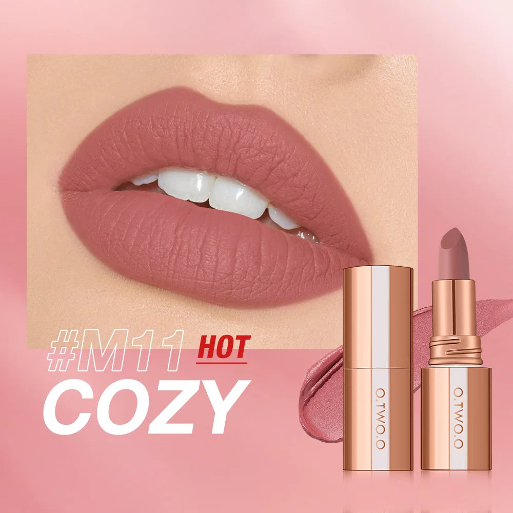 O.TWO.O Lipstick Lip Tint Waterproof Long Lasting Non-stick Cup Sexy Red Pink Lip Glaze Velvet Matte Lipstick Makeup