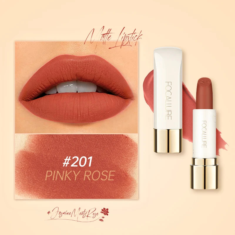 FOCALLURE Natural Matte Lipstick Waterproof Smooth Moisturizing Lip Balm Lightweight Lip Glaze Makeup Cosmetics