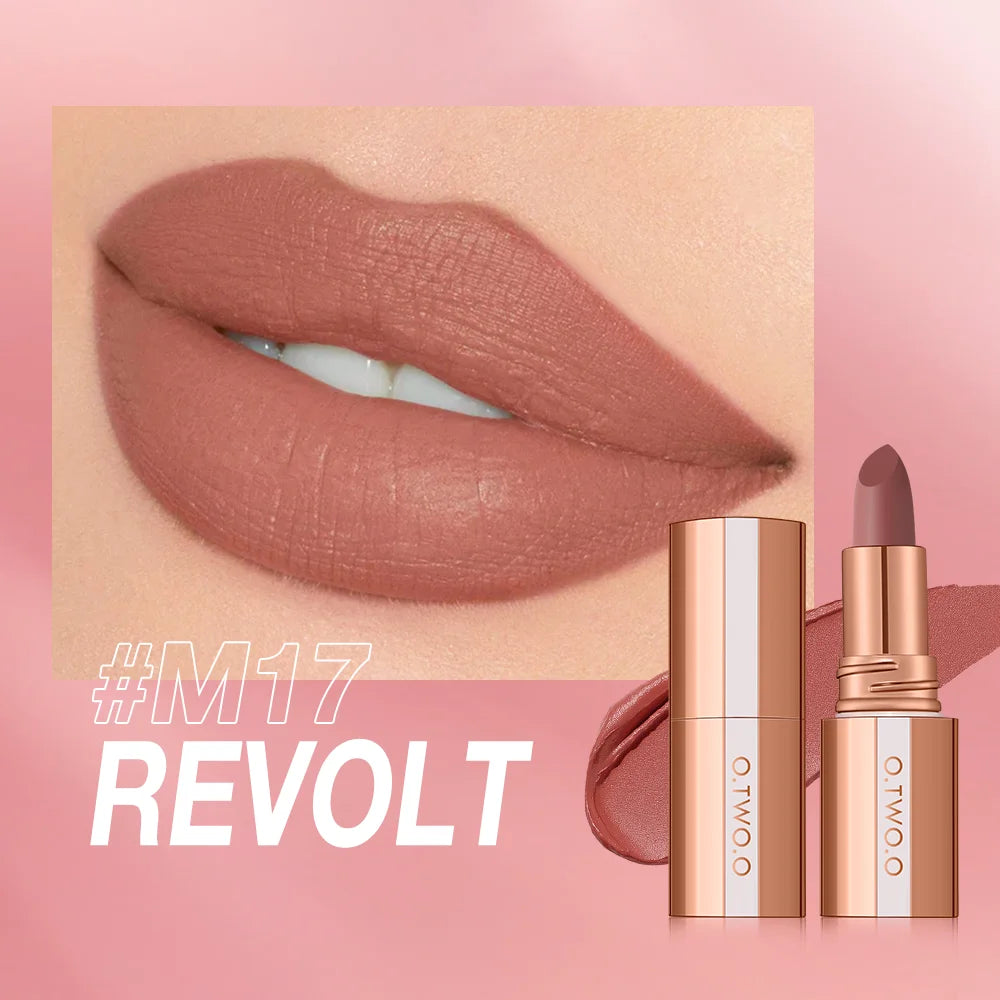 O.TWO.O Lipstick Lip Tint Waterproof Long Lasting Non-stick Cup Sexy Red Pink Lip Glaze Velvet Matte Lipstick Makeup