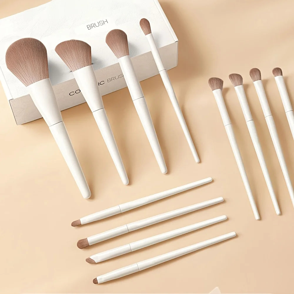 12pcs Professional Makeup Brush Set with Kabuki Brushes & Nylon Bristles - Complete Starter Kit Suitable for Foundation, Blush,