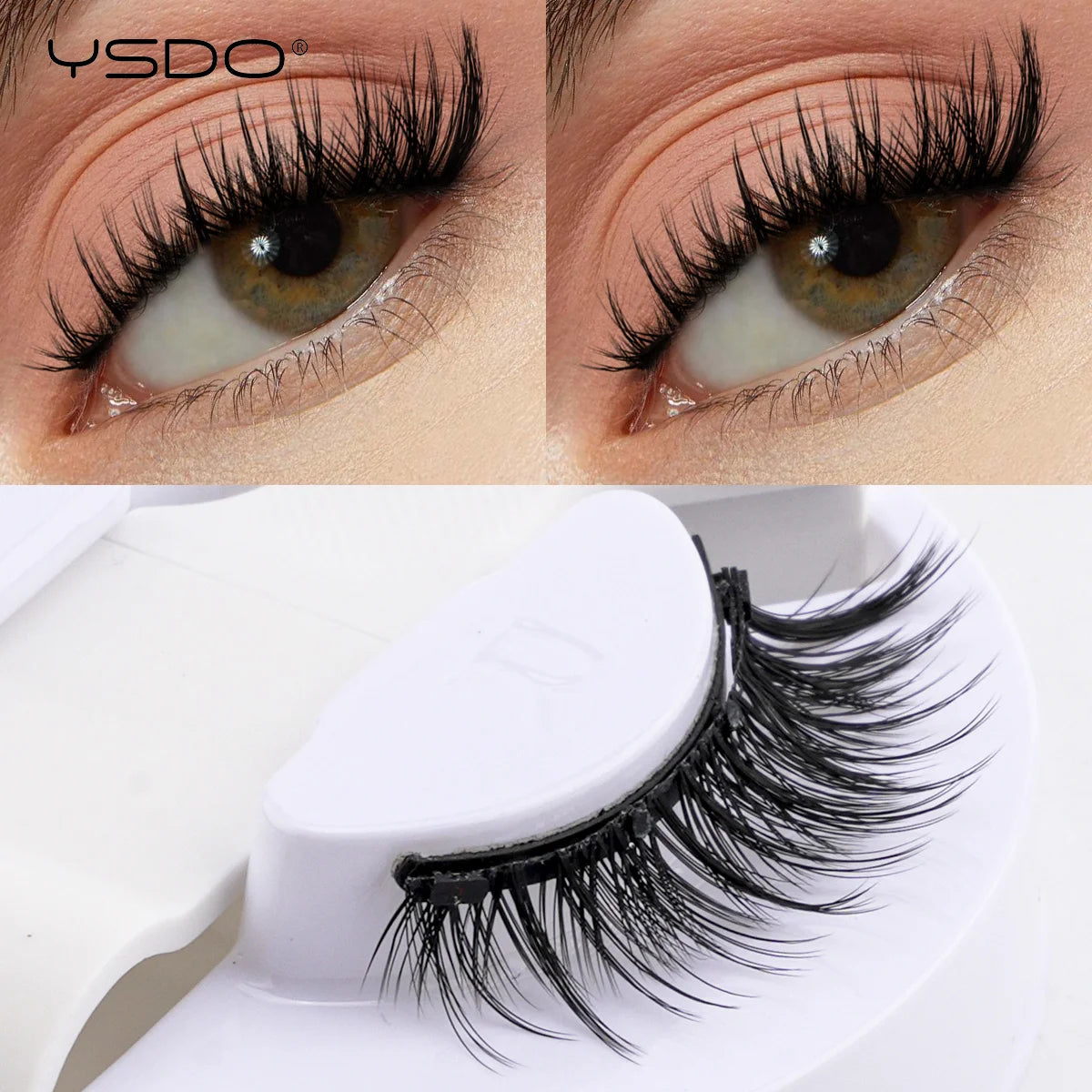 Reusable Magnetic Lashes No Glue Needed Magnetic Faux 3D Mink lashes 3-Step Press On False Eyelashes with Tweezer Makeup Tools