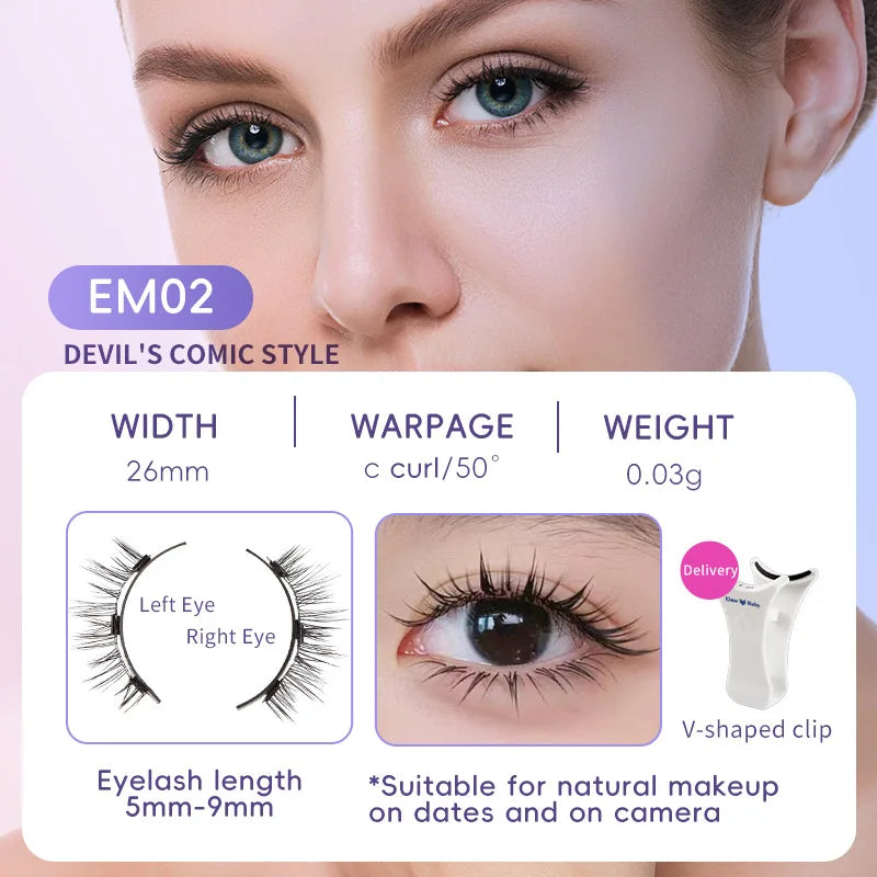 4pcs/1pair New 3 Magnetic False Eyelashes Easy To Wear Natural Soft Quantum Magnet Eye Makeup Tool  With Applicater Glue Free