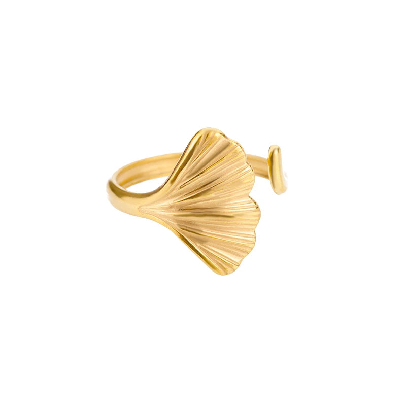 316L Stainless Steel Shell Rings for Women Adjustable Gold Color Little Star Open Rings Female Jewelry Weddings Gifts New Trendy