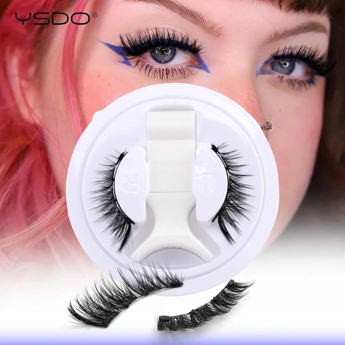 Reusable Magnetic Lashes No Glue Needed Magnetic Faux 3D Mink lashes 3-Step Press On False Eyelashes with Tweezer Makeup Tools