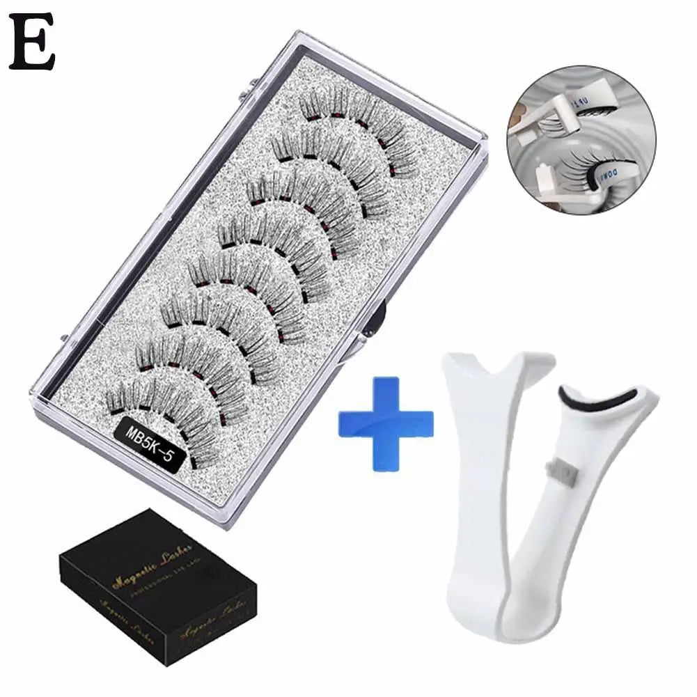 5pairs Magnets Tweezer With 3d Magnetic Natural Mink False Clip Professional Curler Makeup Extension Eyelash Eyelash Clamp