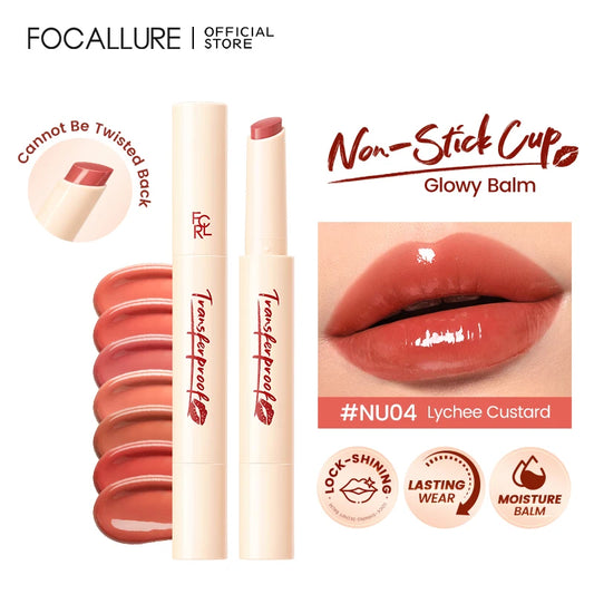 FOCALLURE Transfer proof Lock-shining Glossy Lip Balm Pen Moisturizing Non-sticky Lightweight Lipstick Lip Liner Makeup Cosmetics