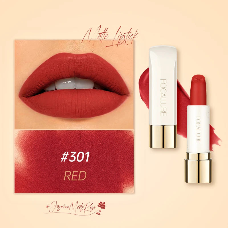 FOCALLURE Natural Matte Lipstick Waterproof Smooth Moisturizing Lip Balm Lightweight Lip Glaze Makeup Cosmetics