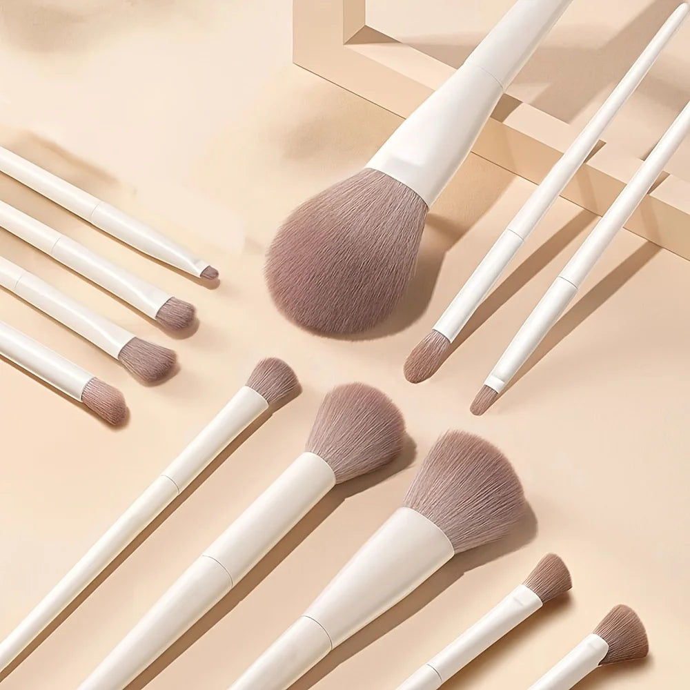 12pcs Professional Makeup Brush Set with Kabuki Brushes & Nylon Bristles - Complete Starter Kit Suitable for Foundation, Blush,