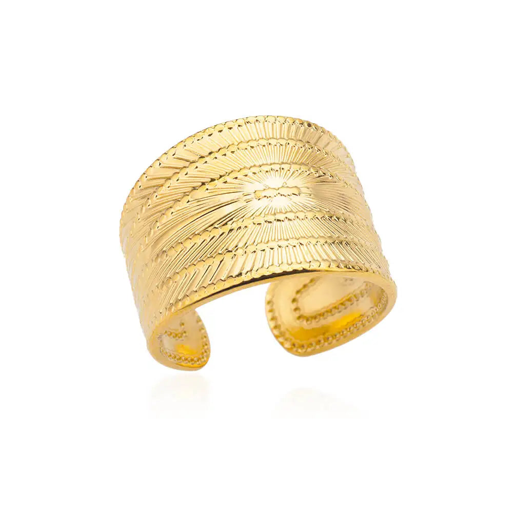 Minimalist Texture Stainless Steel Geometric Rings For Women Gold Color Opening Couple Ring Aesthetic Wedding Christmas Jewelry