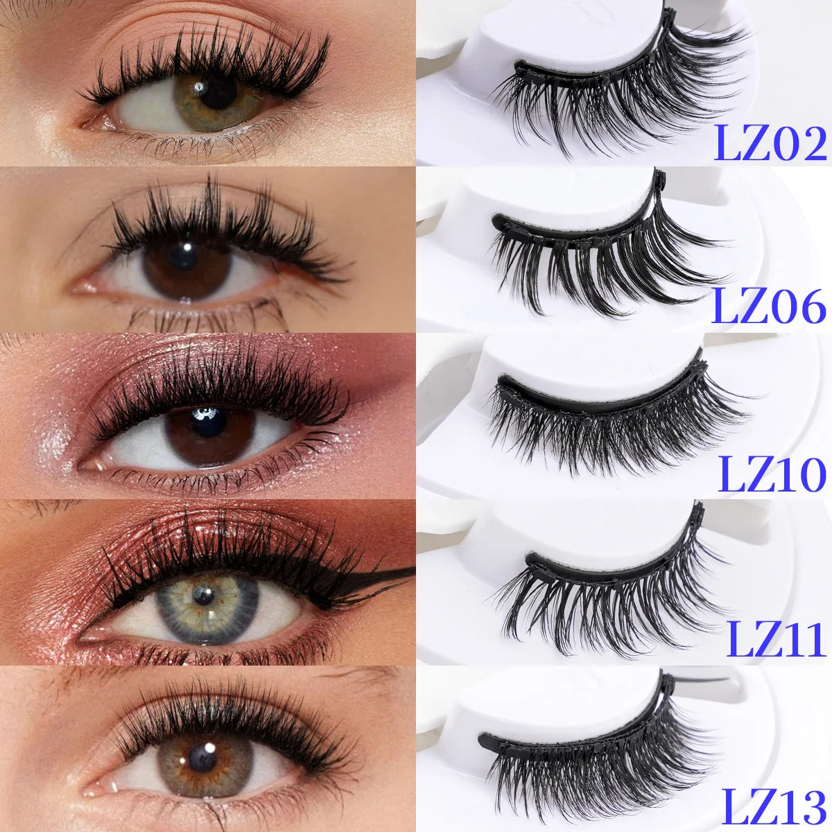 Reusable Magnetic Lashes No Glue Needed Magnetic Faux 3D Mink lashes 3-Step Press On False Eyelashes with Tweezer Makeup Tools
