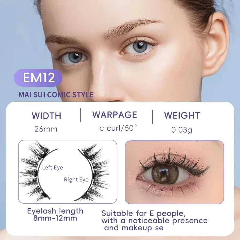 4pcs/1pair New 3 Magnetic False Eyelashes Easy To Wear Natural Soft Quantum Magnet Eye Makeup Tool  With Applicater Glue Free