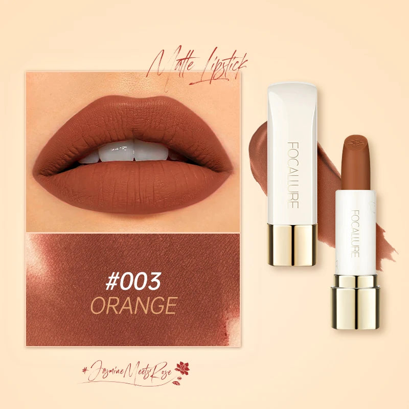 FOCALLURE Natural Matte Lipstick Waterproof Smooth Moisturizing Lip Balm Lightweight Lip Glaze Makeup Cosmetics