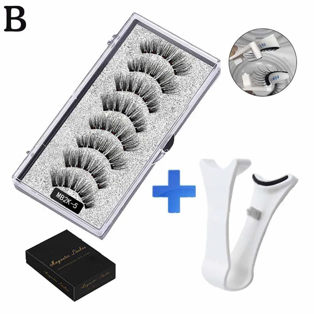 5pairs Magnets Tweezer With 3d Magnetic Natural Mink False Clip Professional Curler Makeup Extension Eyelash Eyelash Clamp