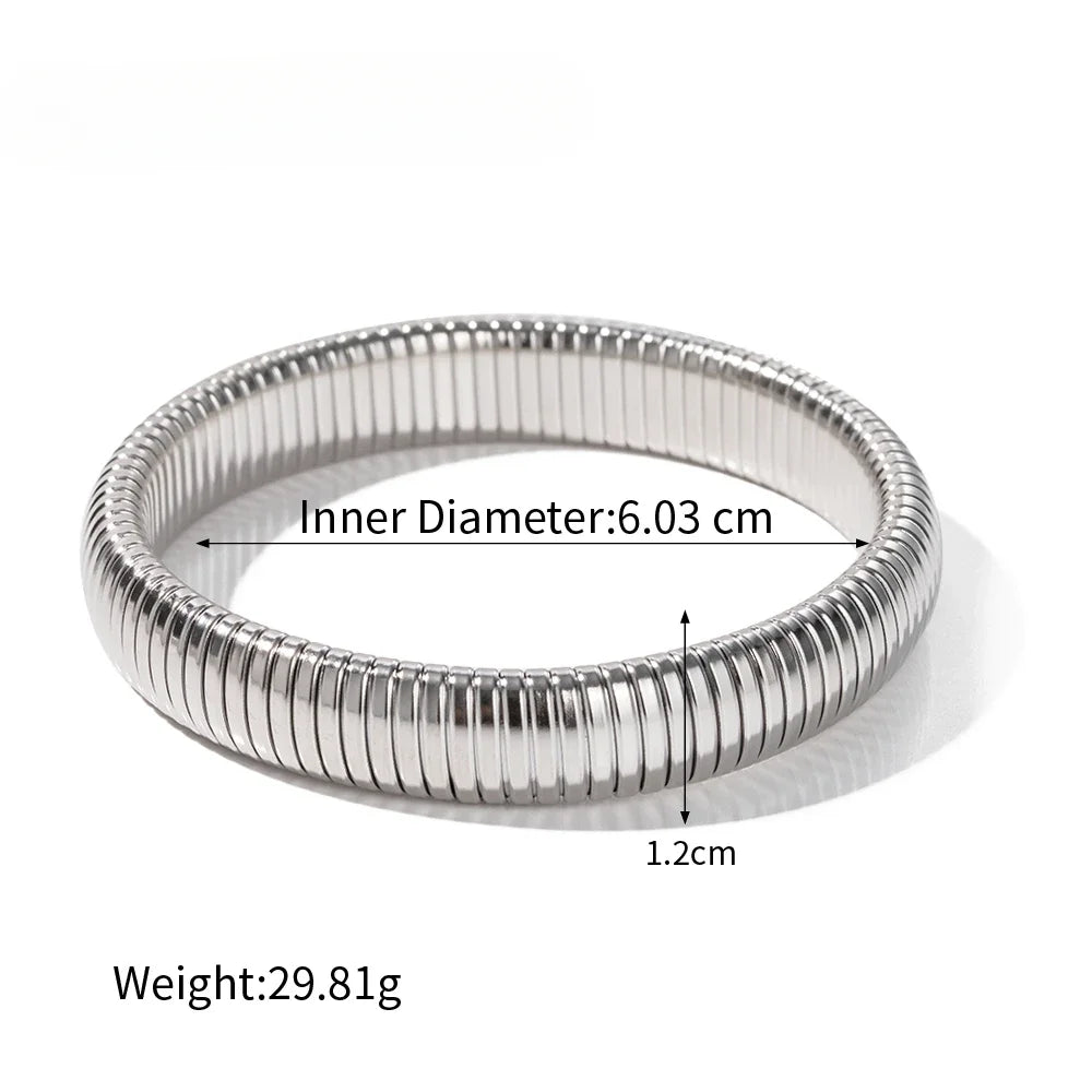 Stainless Steel Texture Flex Snake Chain Cuff Bracelet 18k Gold Plated Wide Bracelet Bangle Fashion Jewelry Women Gifts