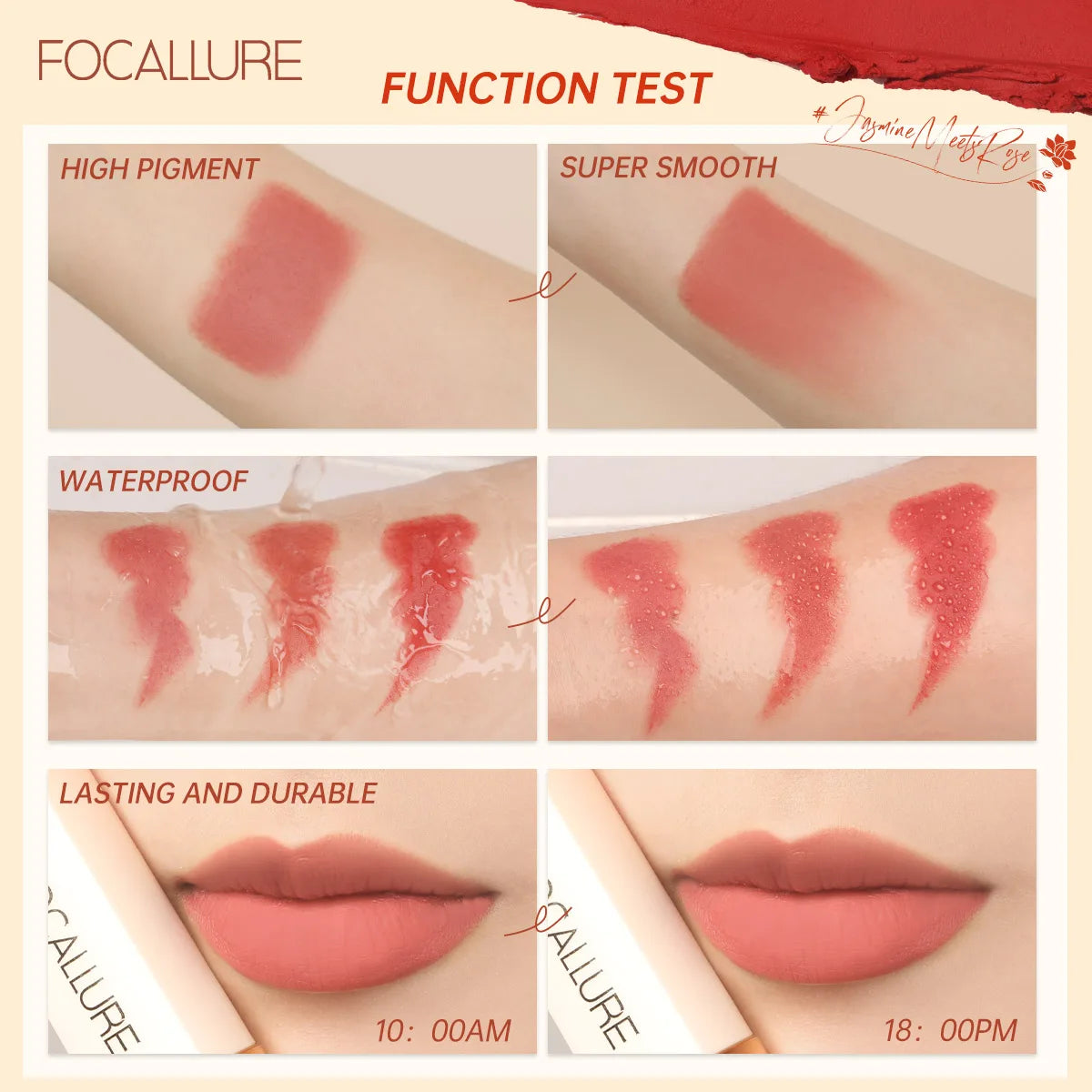 FOCALLURE Natural Matte Lipstick Waterproof Smooth Moisturizing Lip Balm Lightweight Lip Glaze Makeup Cosmetics