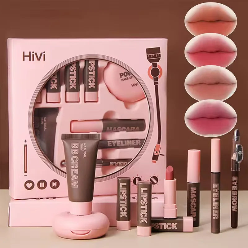9piece Makeup Gift Box Powder Glue Record Limited Lipstick Powder Makeup box set Valentine's Day gift for your wife Cosmetic Kit