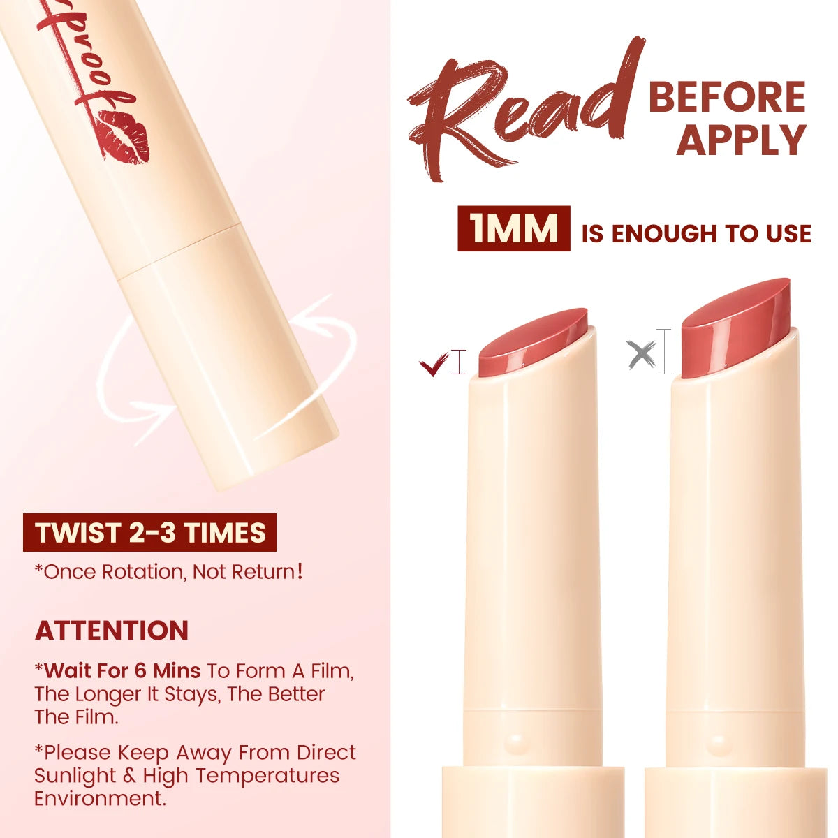 FOCALLURE Transfer proof Lock-shining Glossy Lip Balm Pen Moisturizing Non-sticky Lightweight Lipstick Lip Liner Makeup Cosmetics