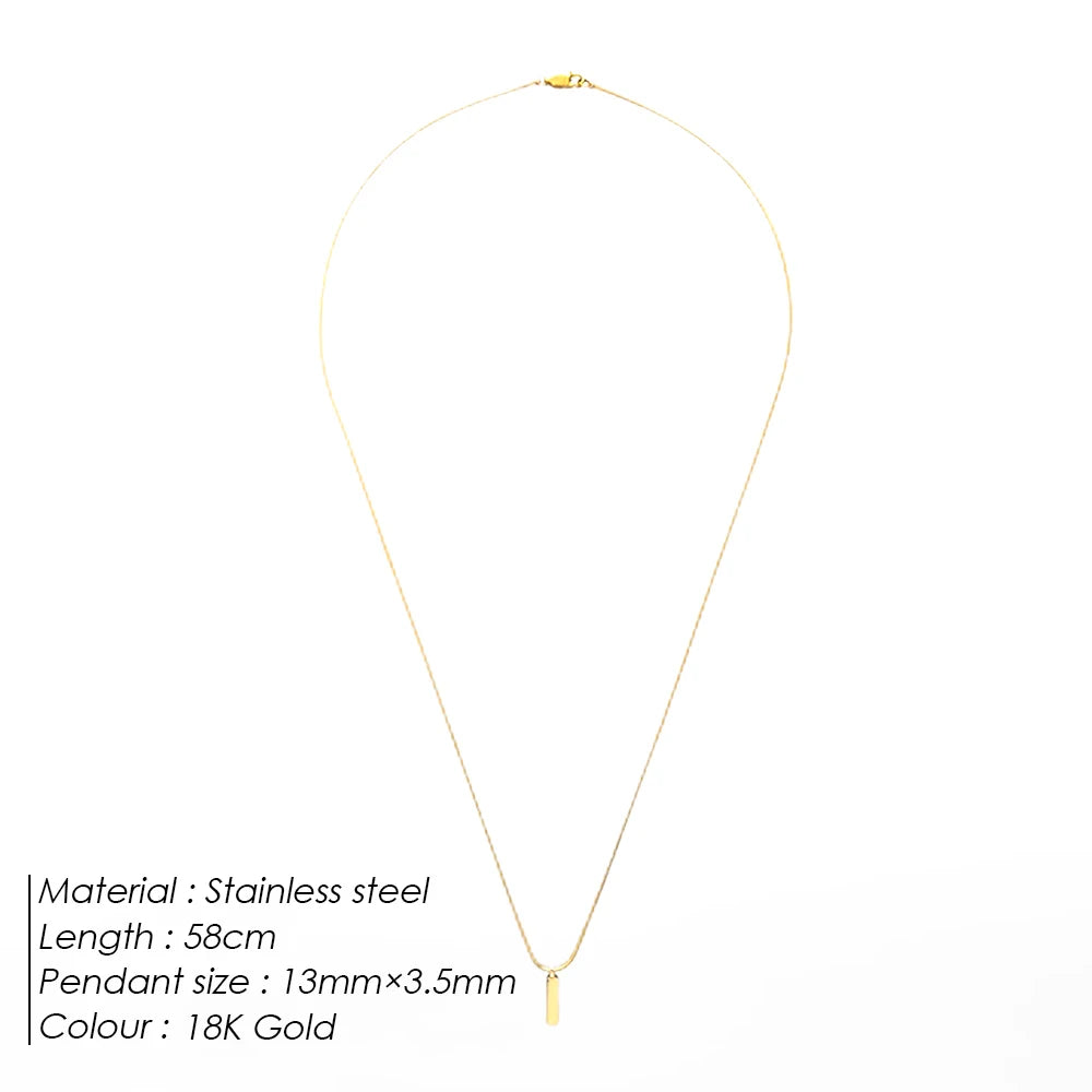 eManco Square Pendant Necklace Simple fashion new  White Gold Stainless steel Collarbone chain does not lose color Wholesale