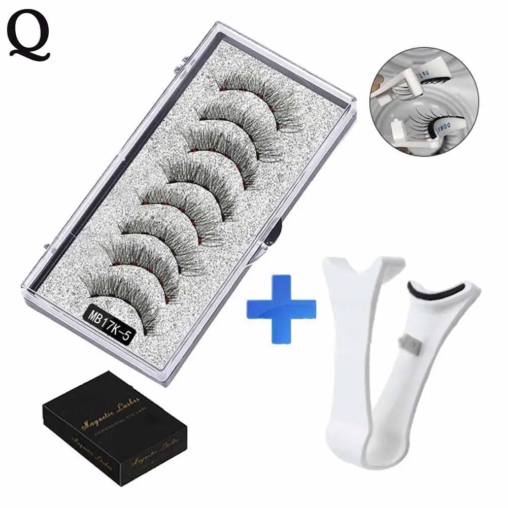 5pairs Magnets Tweezer With 3d Magnetic Natural Mink False Clip Professional Curler Makeup Extension Eyelash Eyelash Clamp