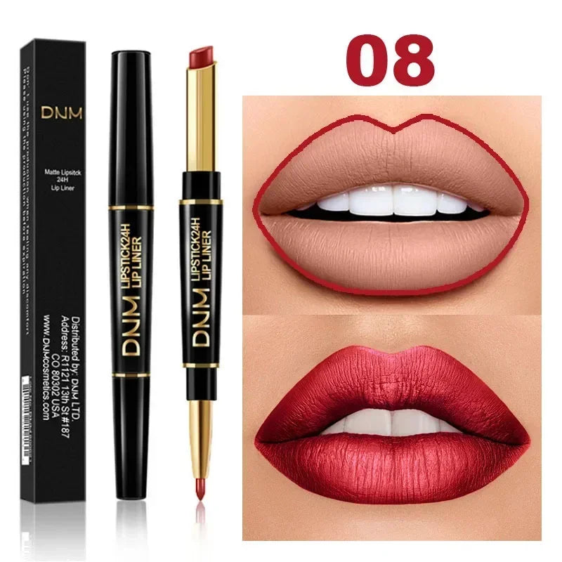 Matte Lipstick Women Lip Liner 2 In 1 Makeup Matte Lipstick Durable Waterproof Nude Red Lipstick Lips Cosmetics Tools